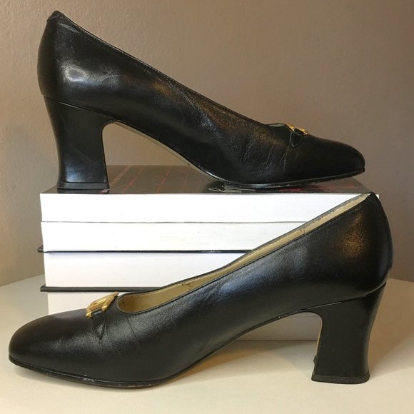 ETIENNE AIGNER Black Leather "Monte Carlo" Block Heel Pumps   7M - Picture 3 of 14